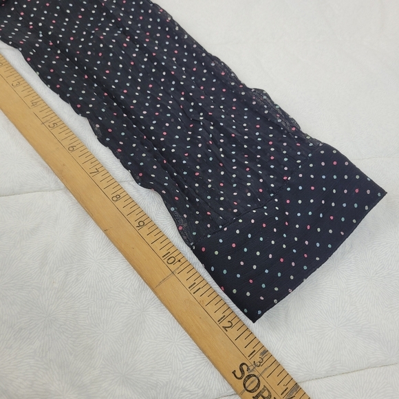 Croft & Barrow sheer black 3/4 sleeve button up colored polka dots whimsigoth M - Picture 8 of 13